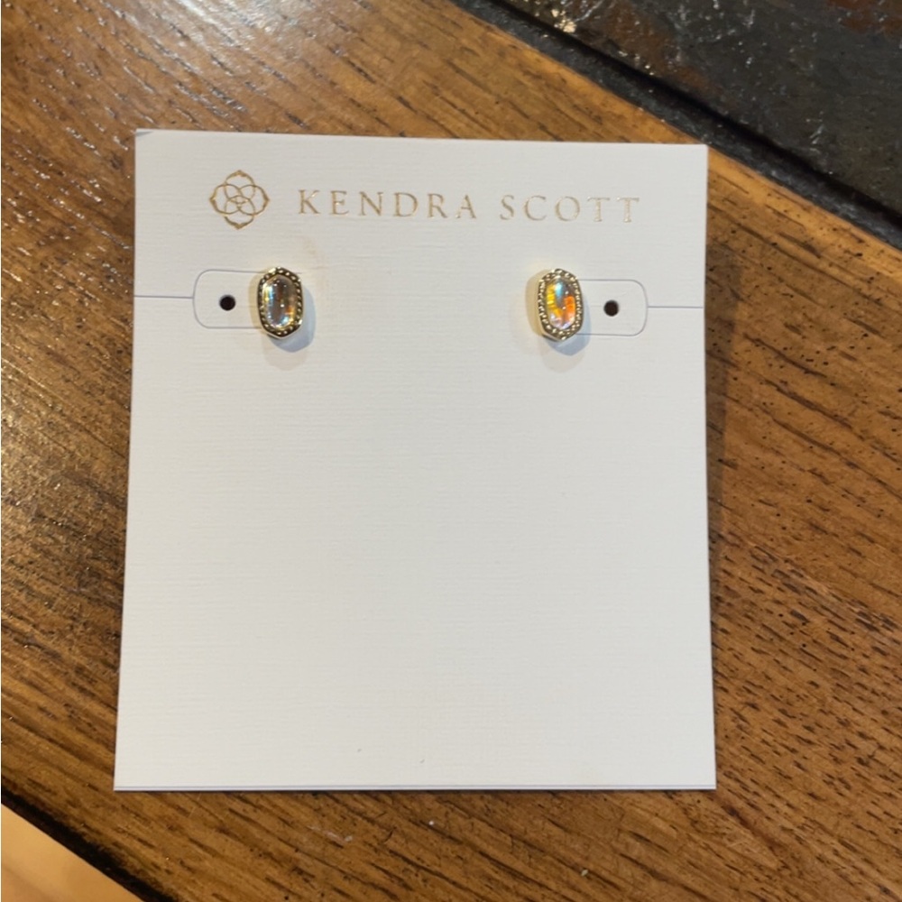 ✨ NEW | Kendra Scott Mini Ellie Gold Stud Earrings | Iridescent Drusy